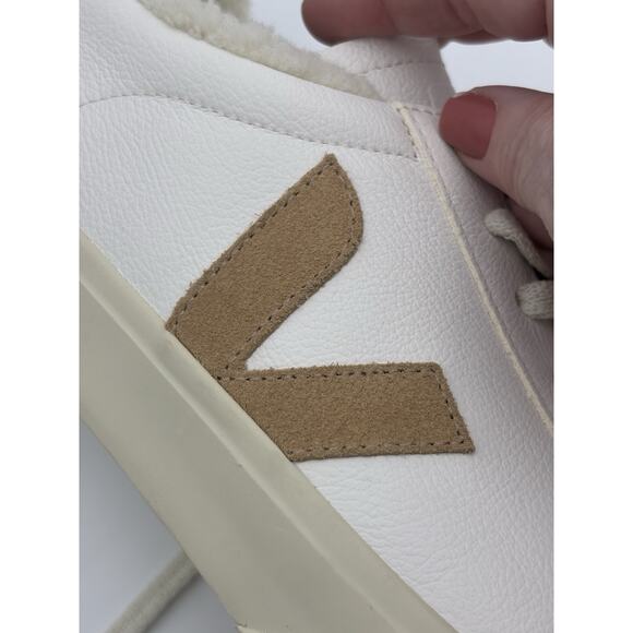 Veja Campo Winter Sneakers Shearling Lined White Leather Tan Suede Size 11